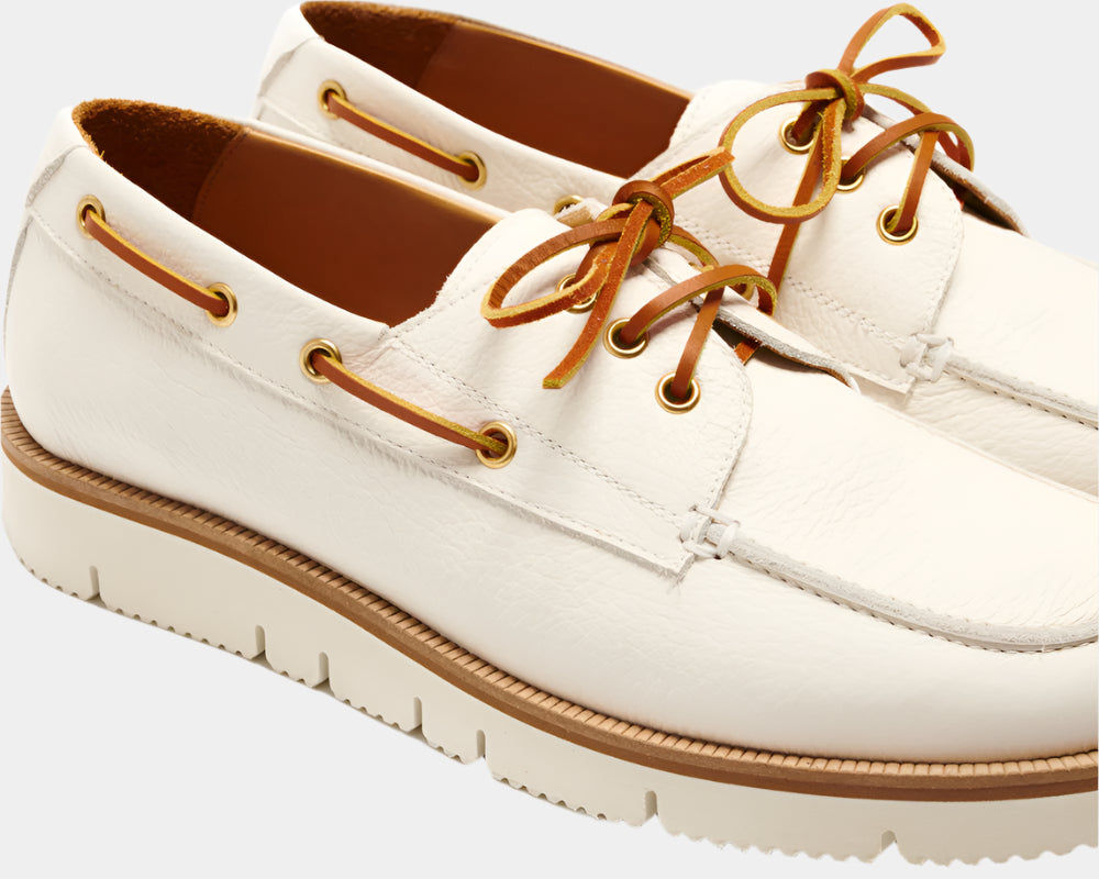Seishou Hopkins Boat Shoes White Men
