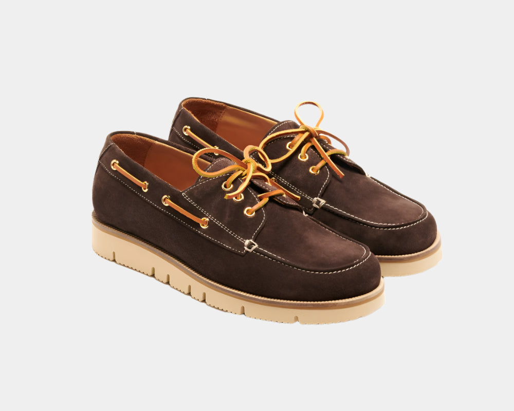 Seishou Hopkins Boat Shoes Brown Suede Men