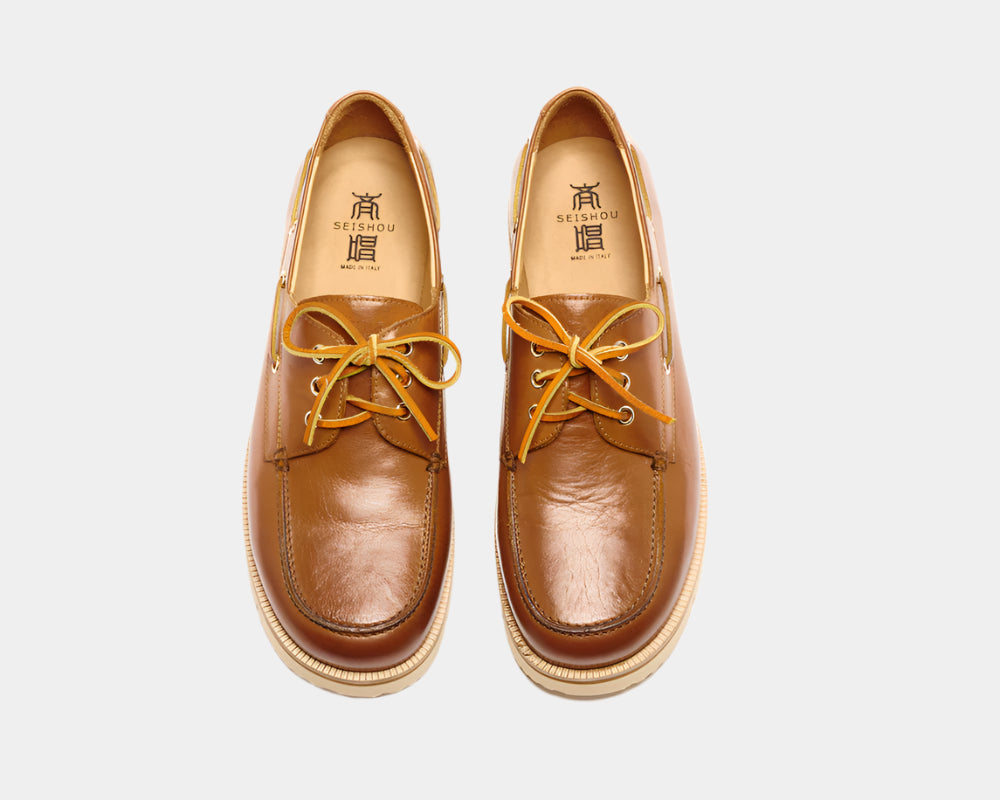 Seishou Hopkins Boat Shoes Light Brown Men