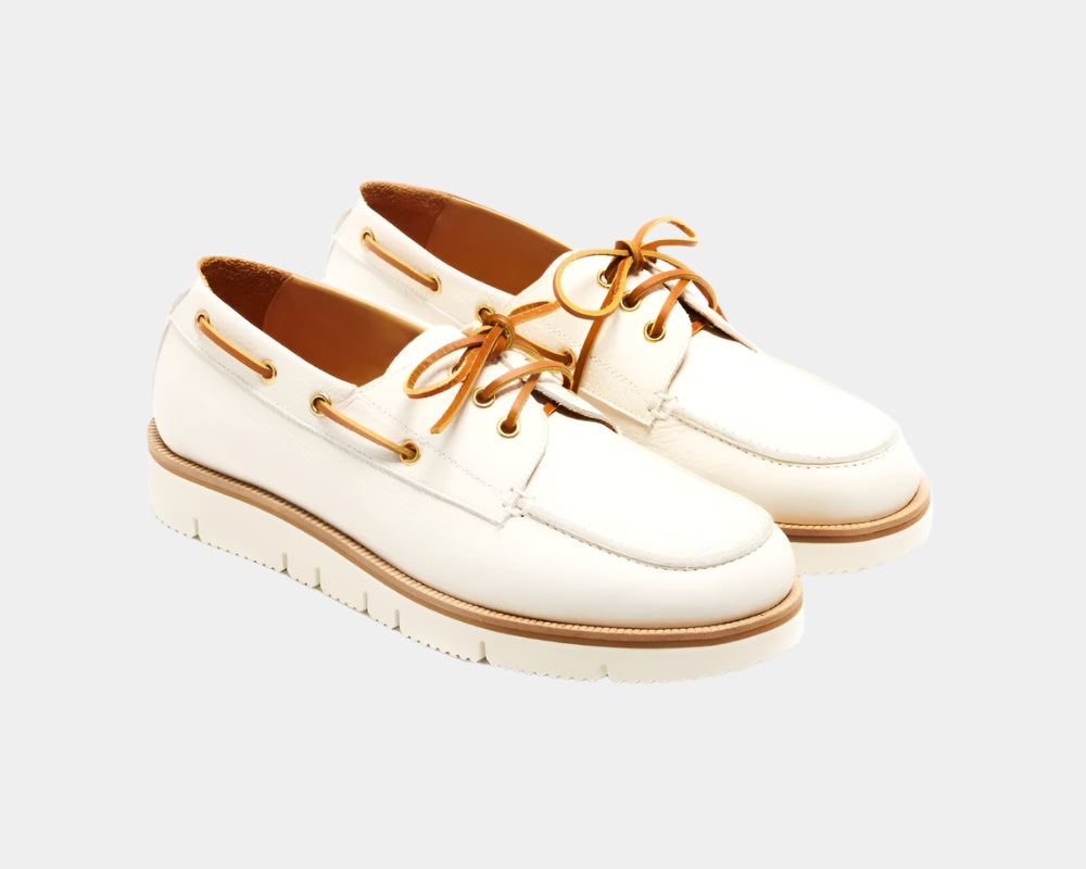Seishou Hopkins Boat Shoes White Men