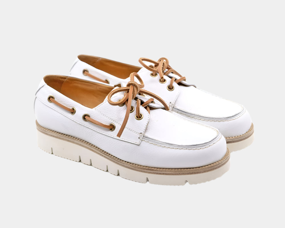 Seishou Hopkins Boat Shoes White Women