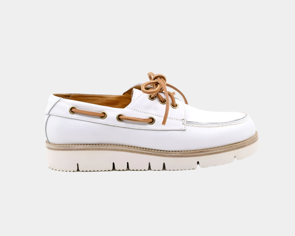 Seishou Hopkins Boat Shoes White Women
