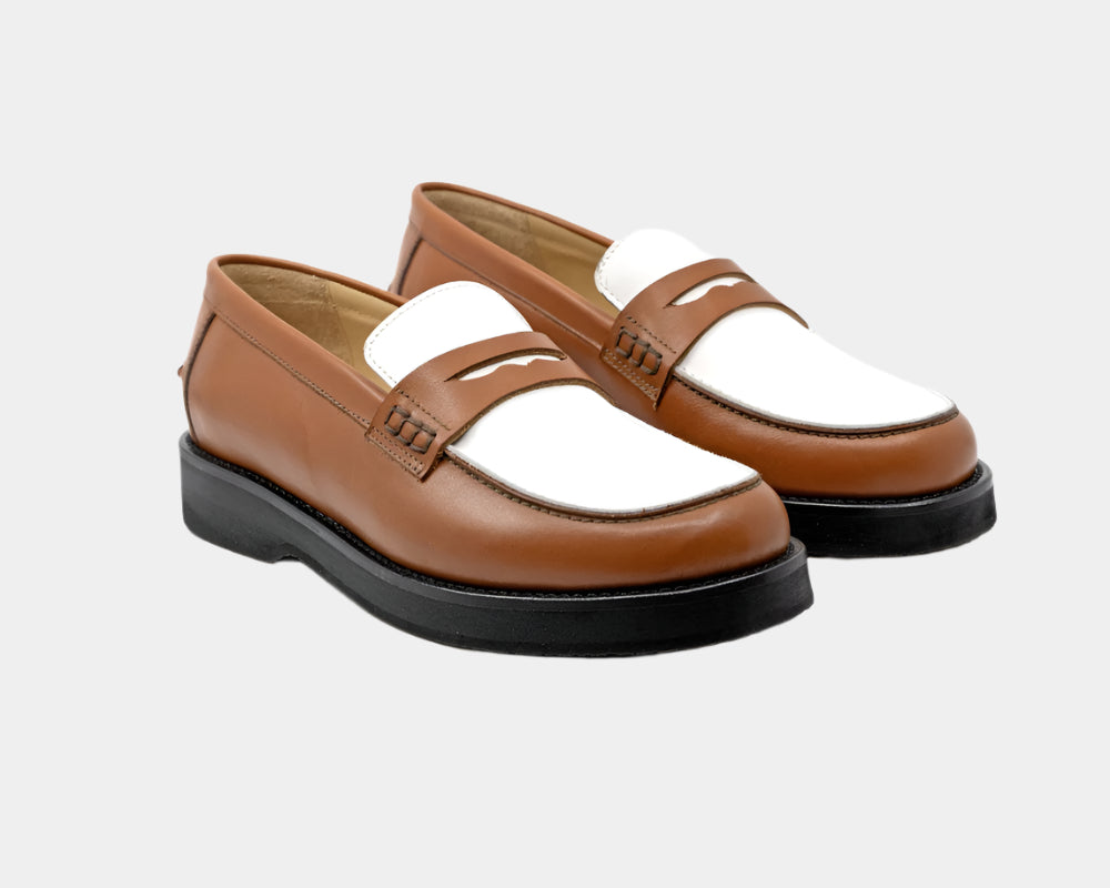 Seishou Suny Loafers White and Light brown Women