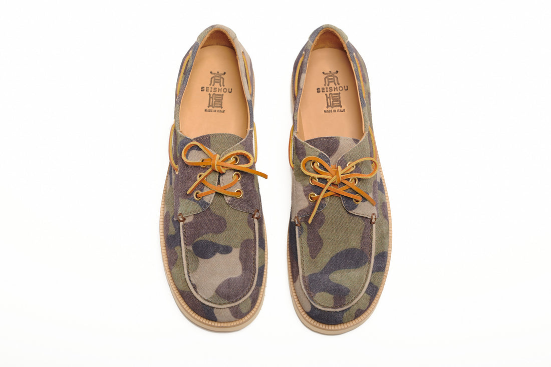 Hopkins Men's Boat Shoes - Camouflage – Seishou - Ikeda & Matsuzaki