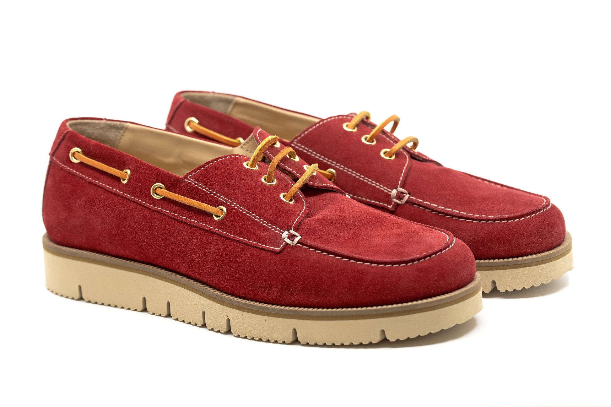 Hopkins Men's Boat Shoes Red Suede