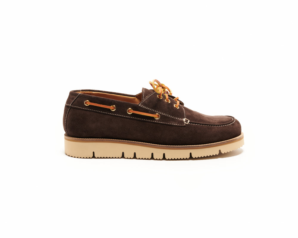 Seishou Hopkins Boat Shoes Brown Suede Men