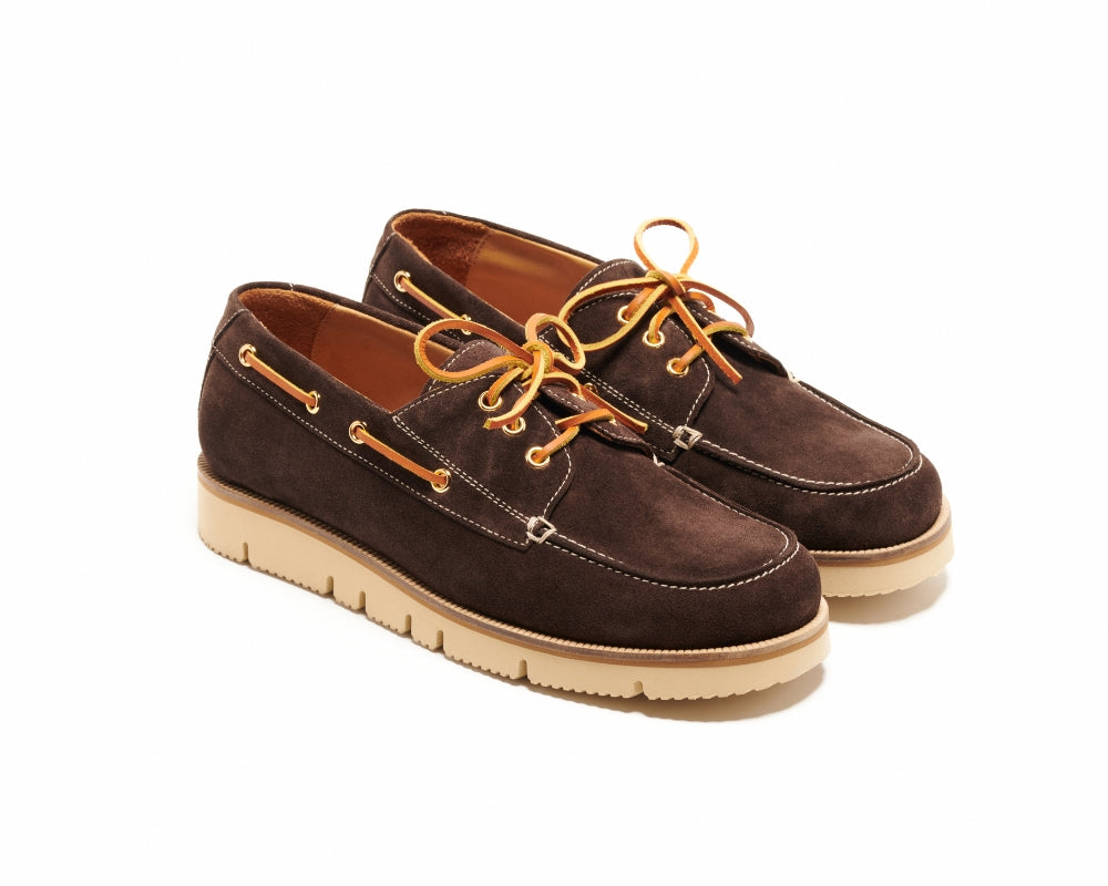 Seishou Hopkins Boat Shoes Brown Suede Men