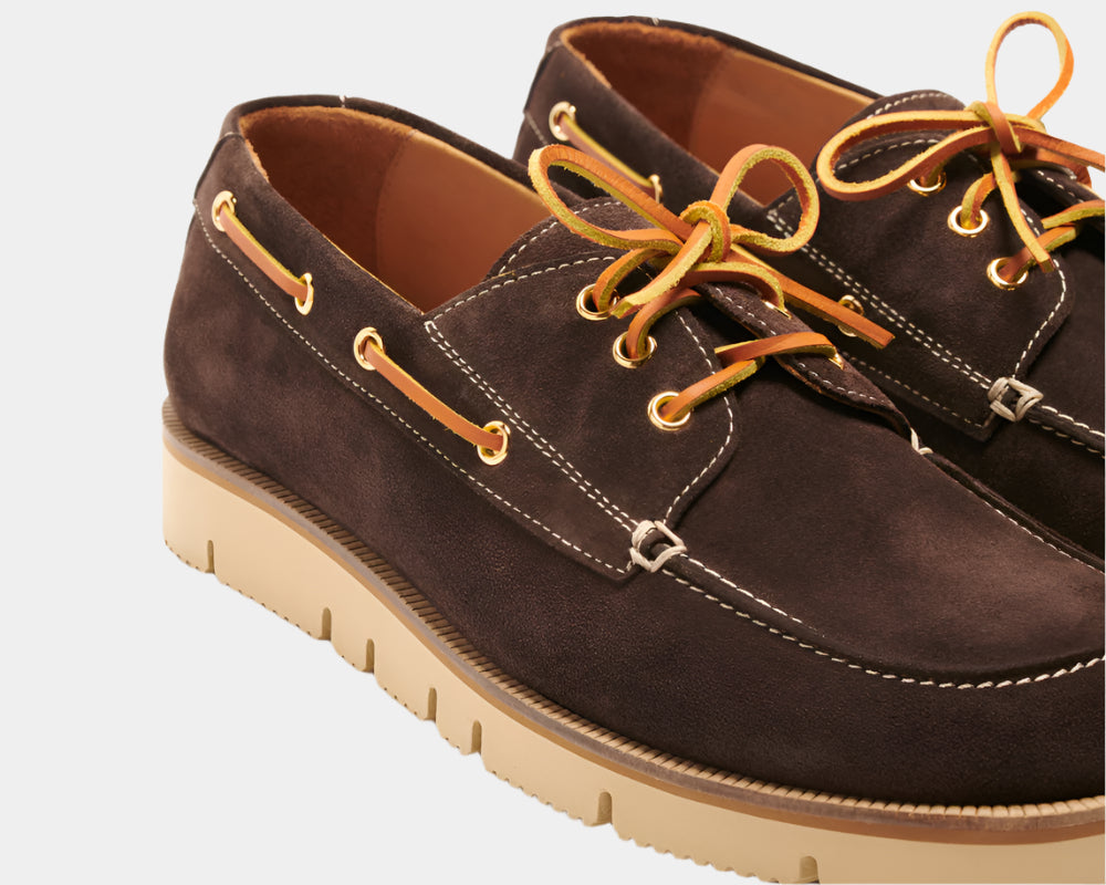 Seishou Hopkins Boat Shoes Brown Suede Men