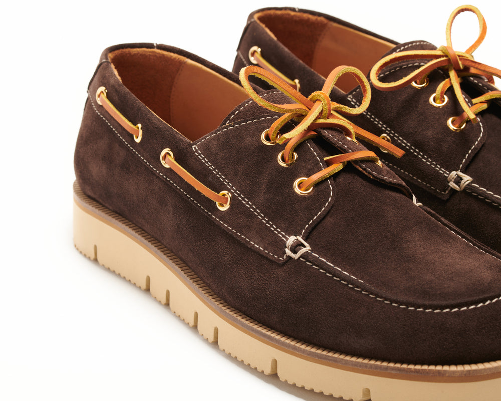 Seishou Hopkins Boat Shoes Brown Suede Men