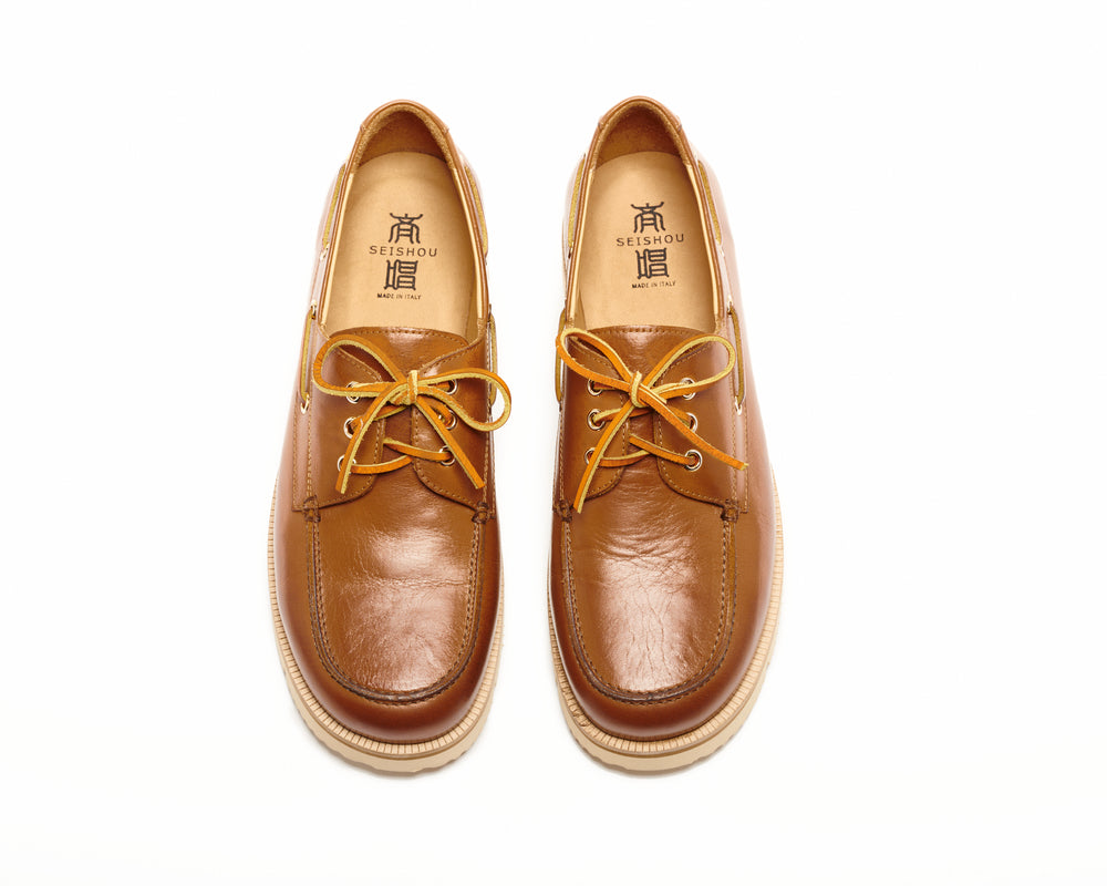 Seishou Hopkins Boat Shoes Light Brown Men