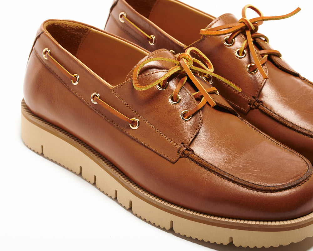 Seishou Hopkins Boat Shoes Light Brown Men