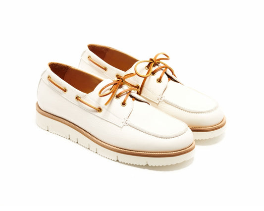 Seishou Hopkins Boat Shoes White Men