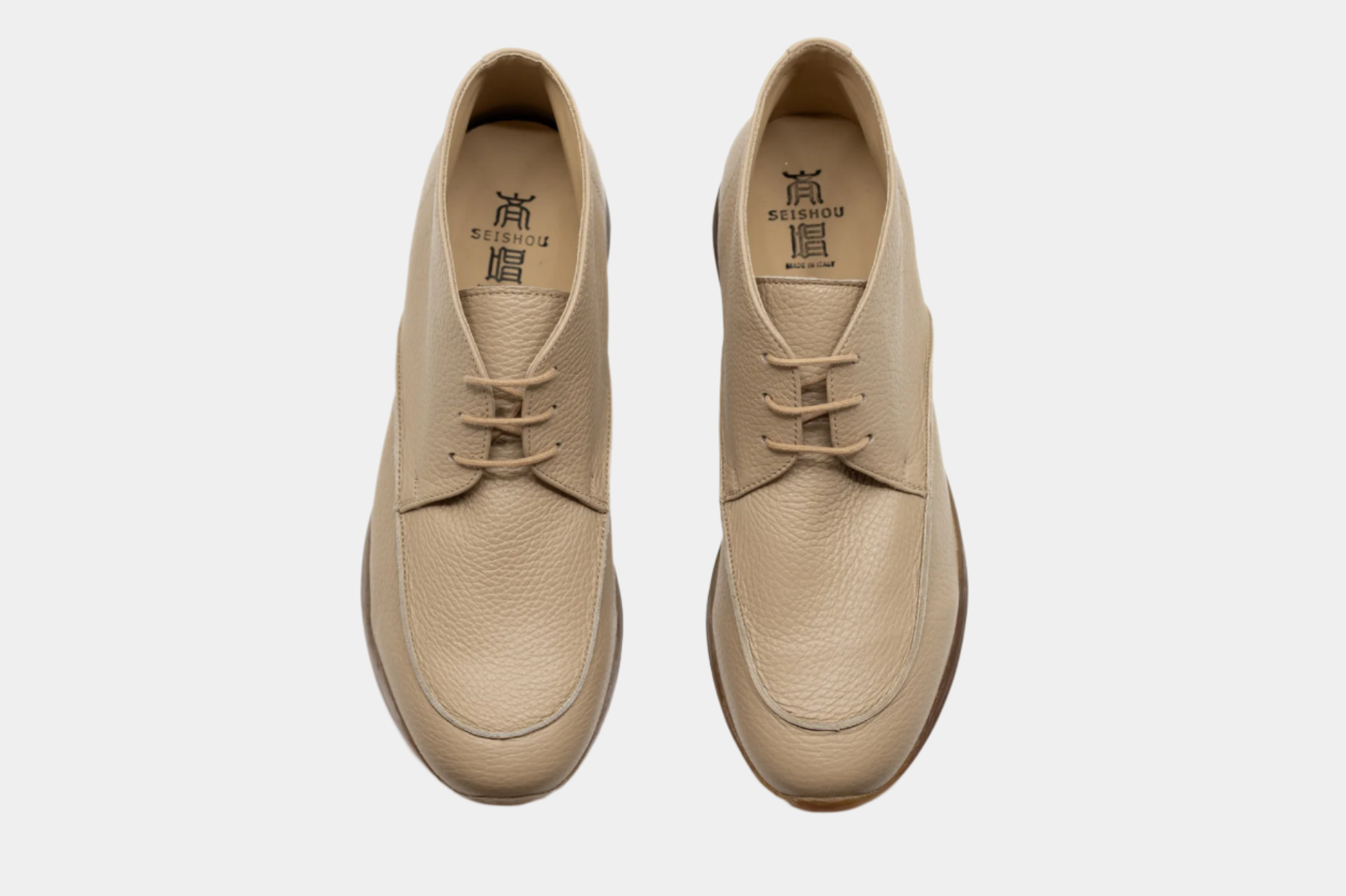 Santa Men's U-Tip High Cut Beige Tumbled Leather