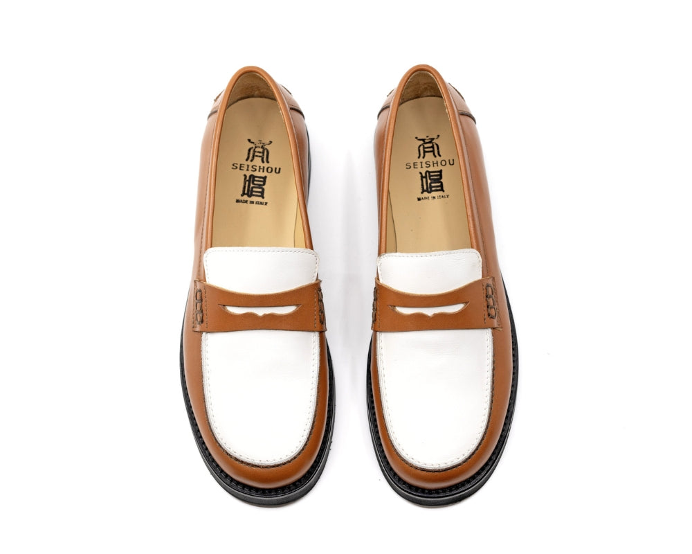 Seishou Suny Loafers White and Light brown Women