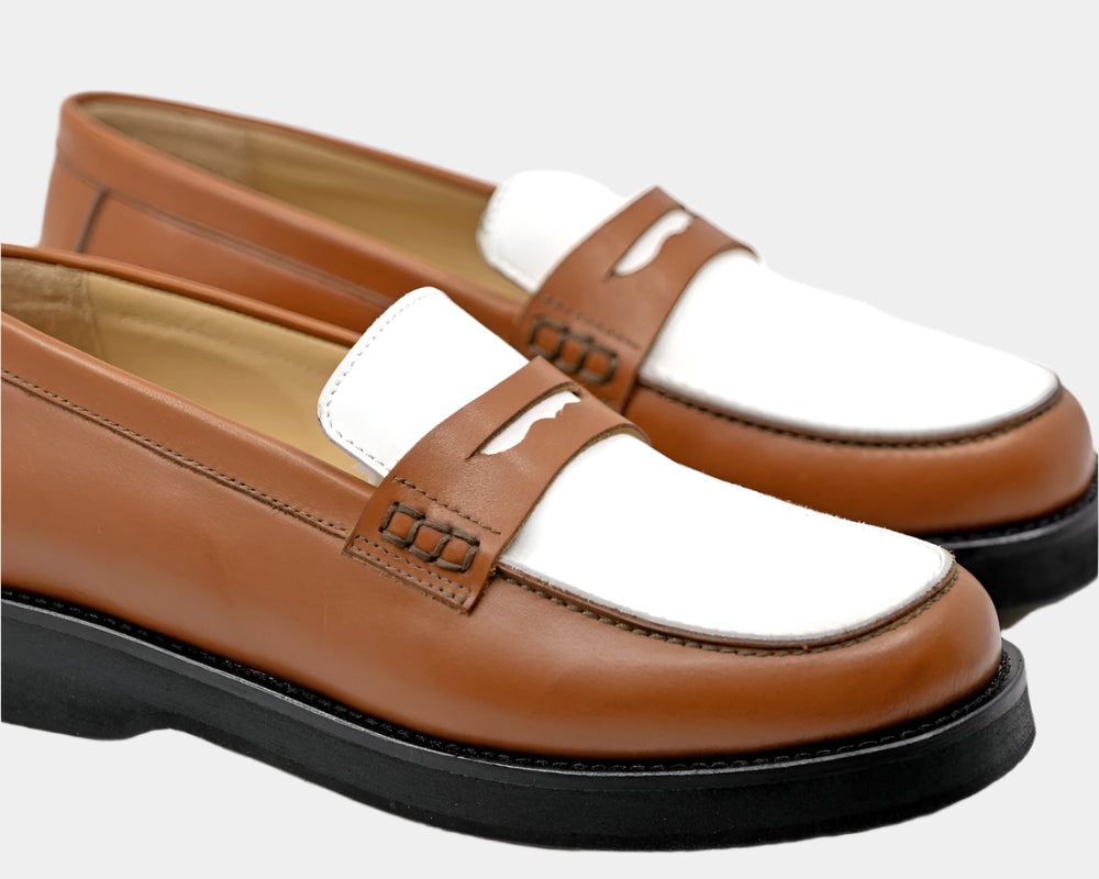 Seishou Suny Loafers White and Light brown Women