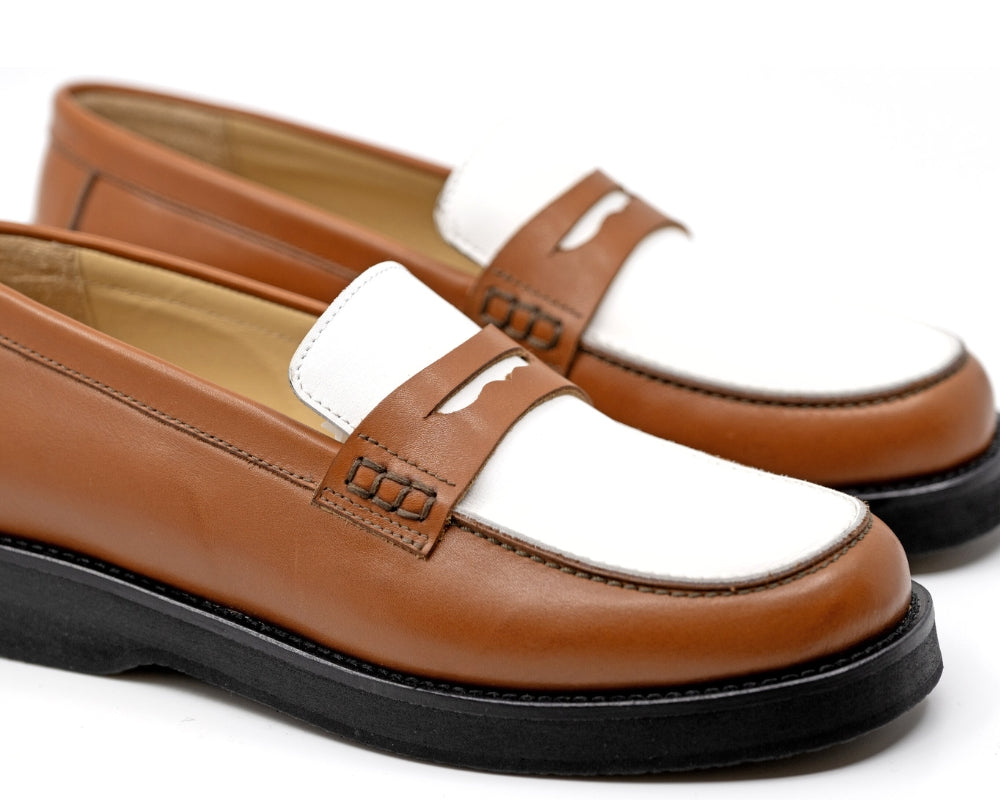 Seishou Suny Loafers White and Light brown Women